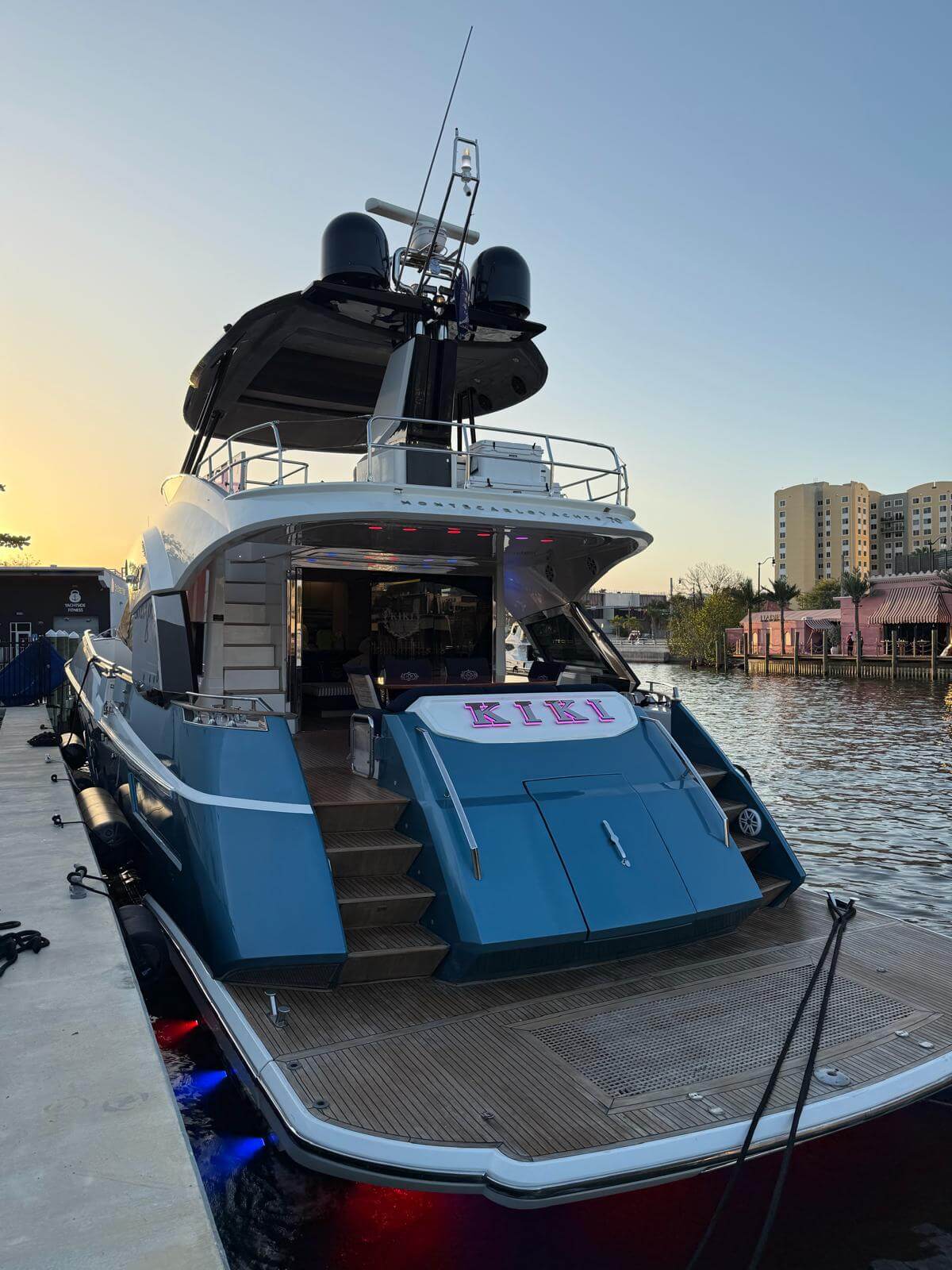 Real before photo of the yacht stern and original marine deck