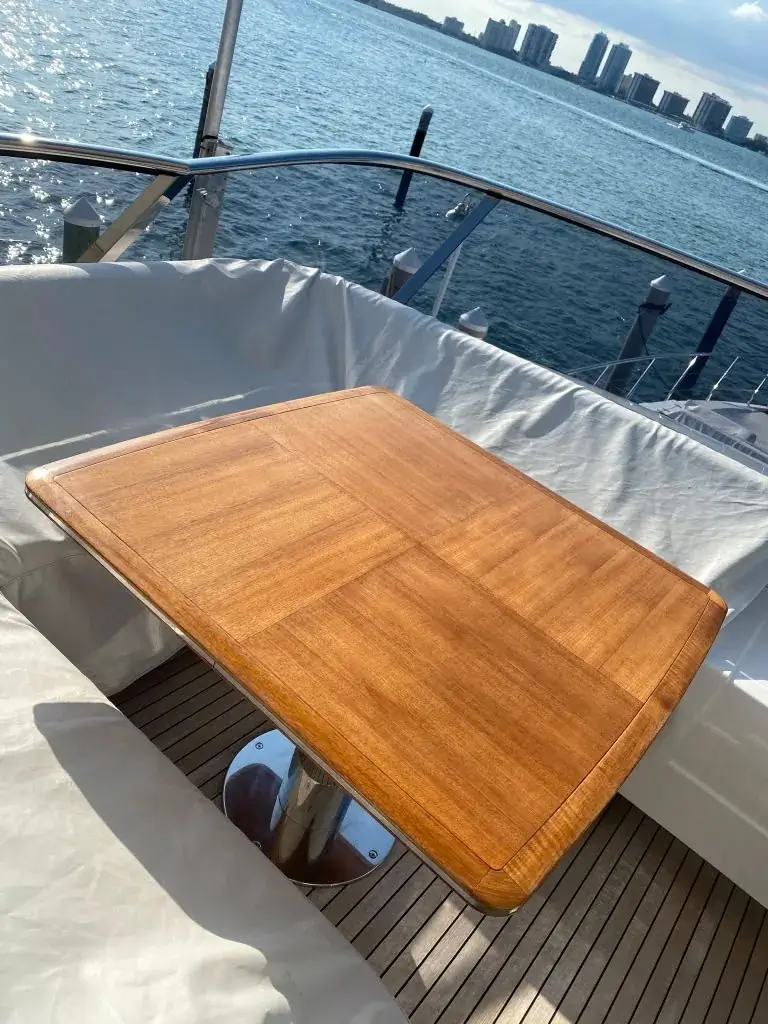 Custom marine table installed aboard a yacht