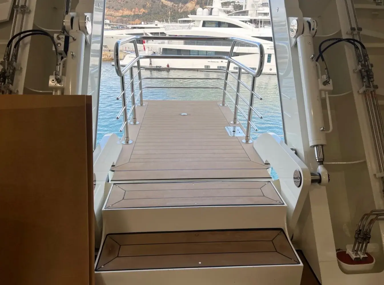 Polyurethane marine flooring installation on a yacht deck