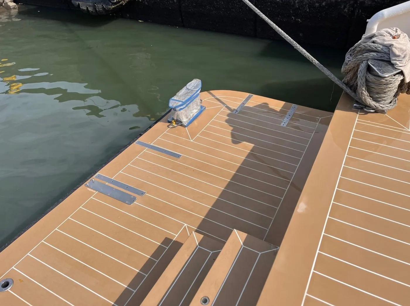 Polyurethane marine flooring detail near the stern